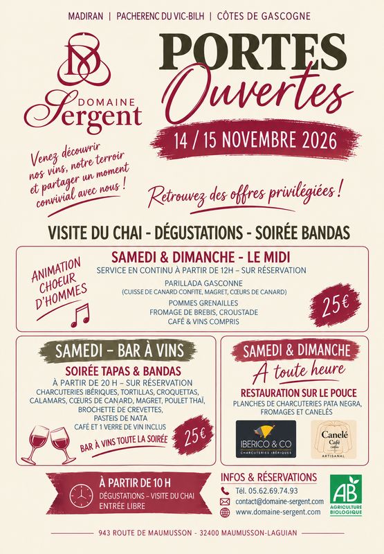 Portes Ouvertes 2026- Repas Dimanche 15 Novembre à midi