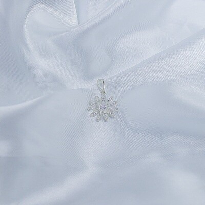 Dije de girasol con zirconias blancas