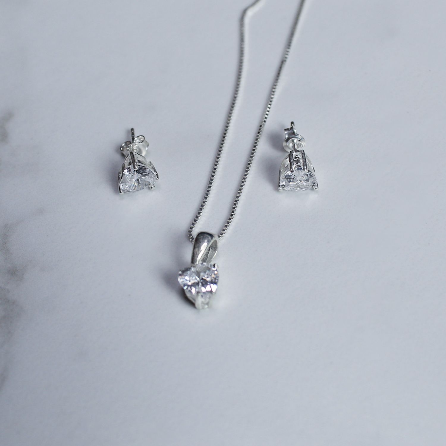 Juego zirconia cristal en forma de corazón