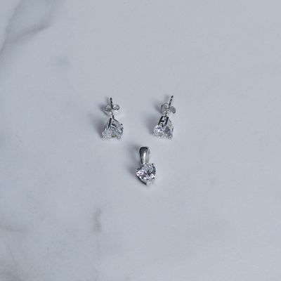 Juego zirconia cristal en forma de corazón