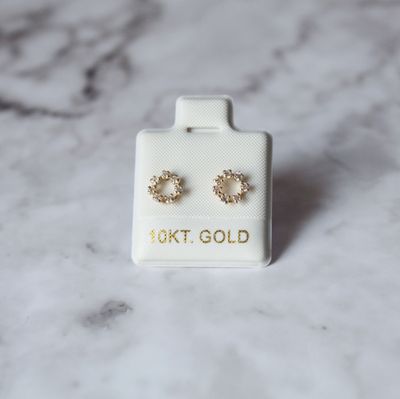 Aretes circulo con zirconia en 10KT gold