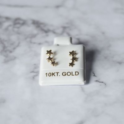 Aretes tres estrella en oro 10KT
