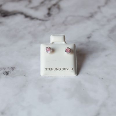 Aretes PLATA ITALIANA zirconia en bisel  4MM