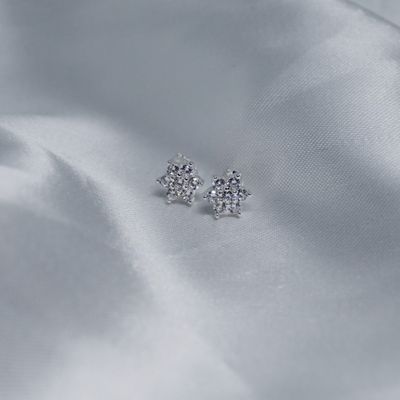 Arete de Flor con zirconia blanca