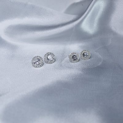 Aretes zirconia blanca con detalle de circulo de micro zirconias