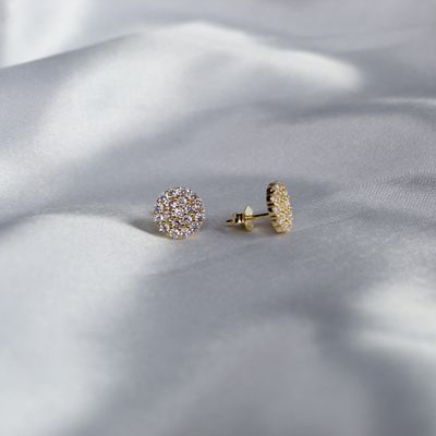 Aretes circulo con micro zirconias Plata Gold 10 MM