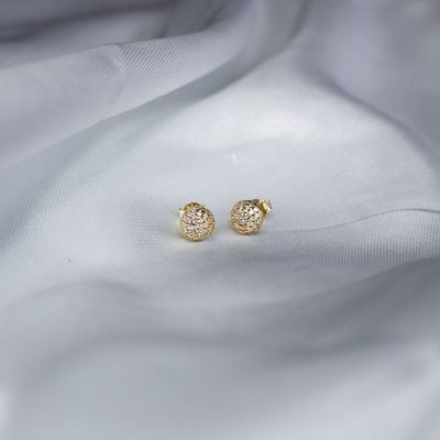 Arete punto bisel en plata gold 7 MM