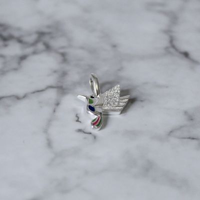Dije colibrí colores en plata italiana 925