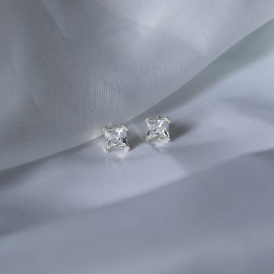 Zirconia cuadrada de cuatro puntos de soporte en Plata Italiana 925