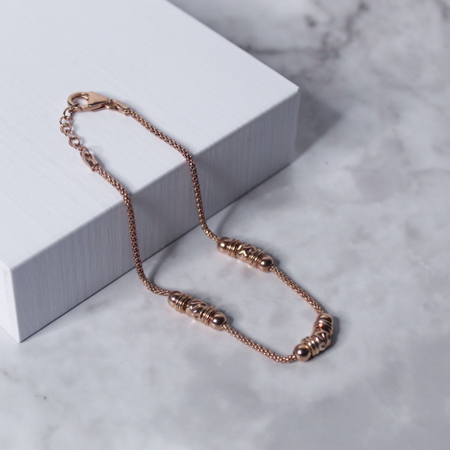 Pulsera dama con detalle bridal en oro rosa