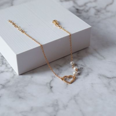 Pulsera dama corazón con perlas