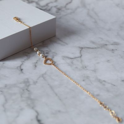 Pulsera dama corazón con perlas