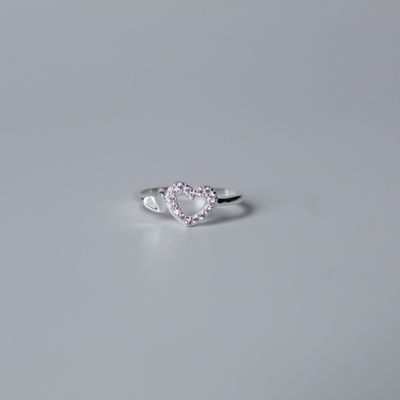 Anillo de corazón zircona rosa