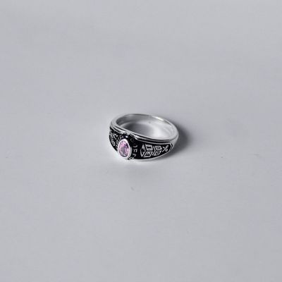 Anillo de graduación Preparatoria piedra rosada