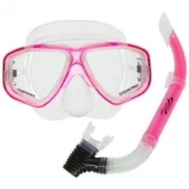 OceanPro Coral Scuba Diving and Snorkeling Mask and Snorkel Set - Pink