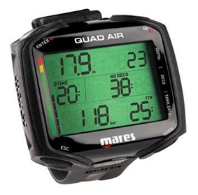 Mares Quad Air Wrist Dive Computer - Black/Black