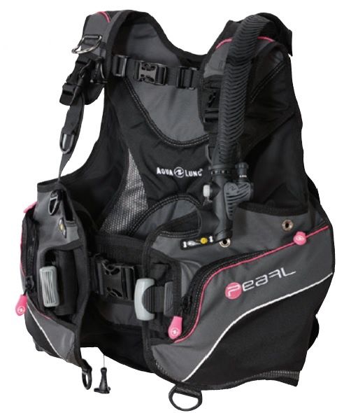 Aqua Lung Pearl Scuba BC, Color: Black/Charcoal/Pink, Size: X-Small/Small