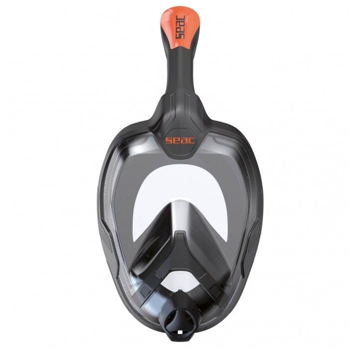 SEAC Unica Full Face Snorkeling Mask Youth Clear Silicone, Color: Black/Orange, Size: Small/Medium