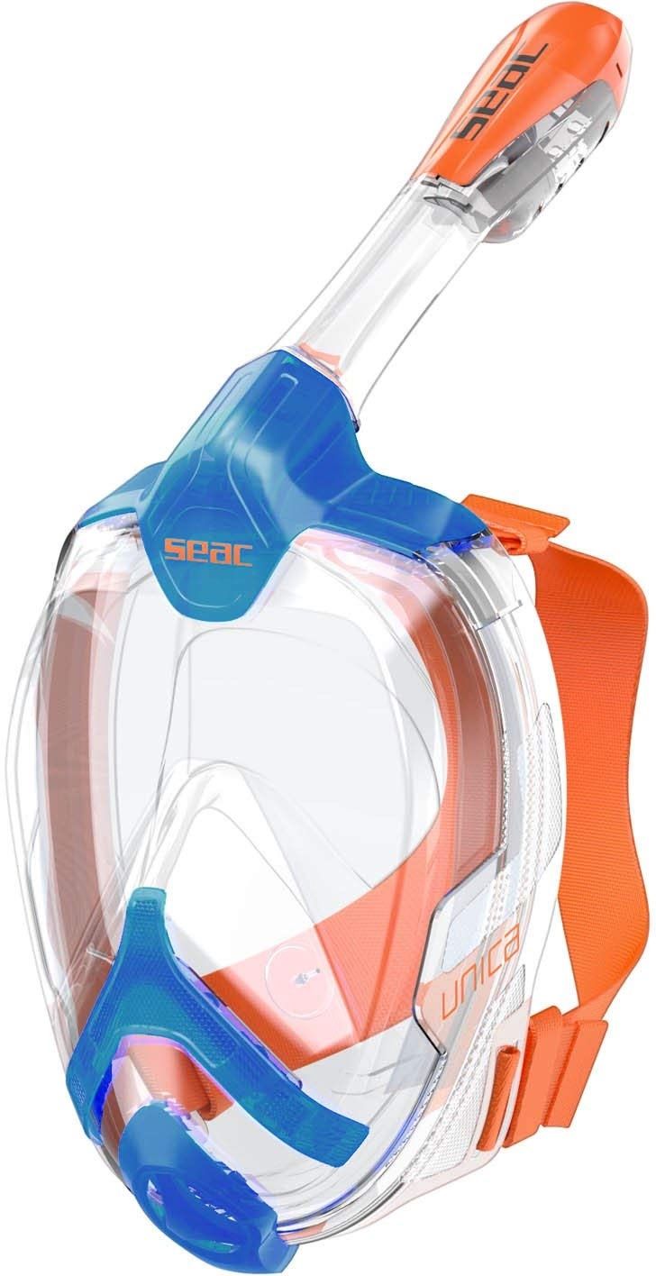 SEAC Unica Full Face Snorkeling Mask - Adult, Color: Blue/Orange, Size: Large - X-Large