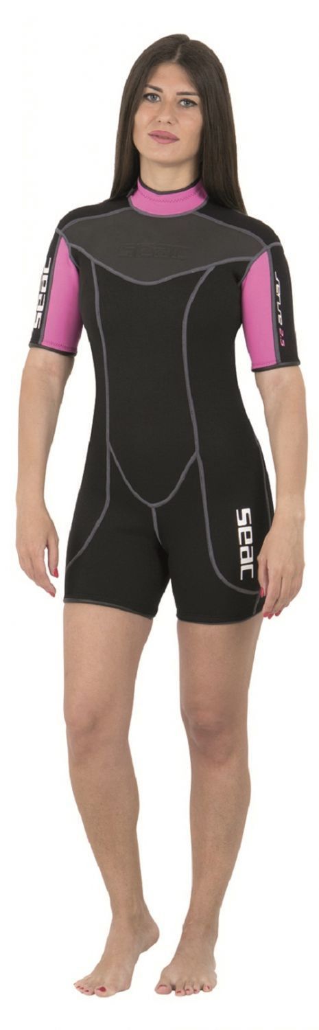 SEAC Sense Shorty 3mm Lady Wetsuit, Color: Black/Pink, Size: X-Large