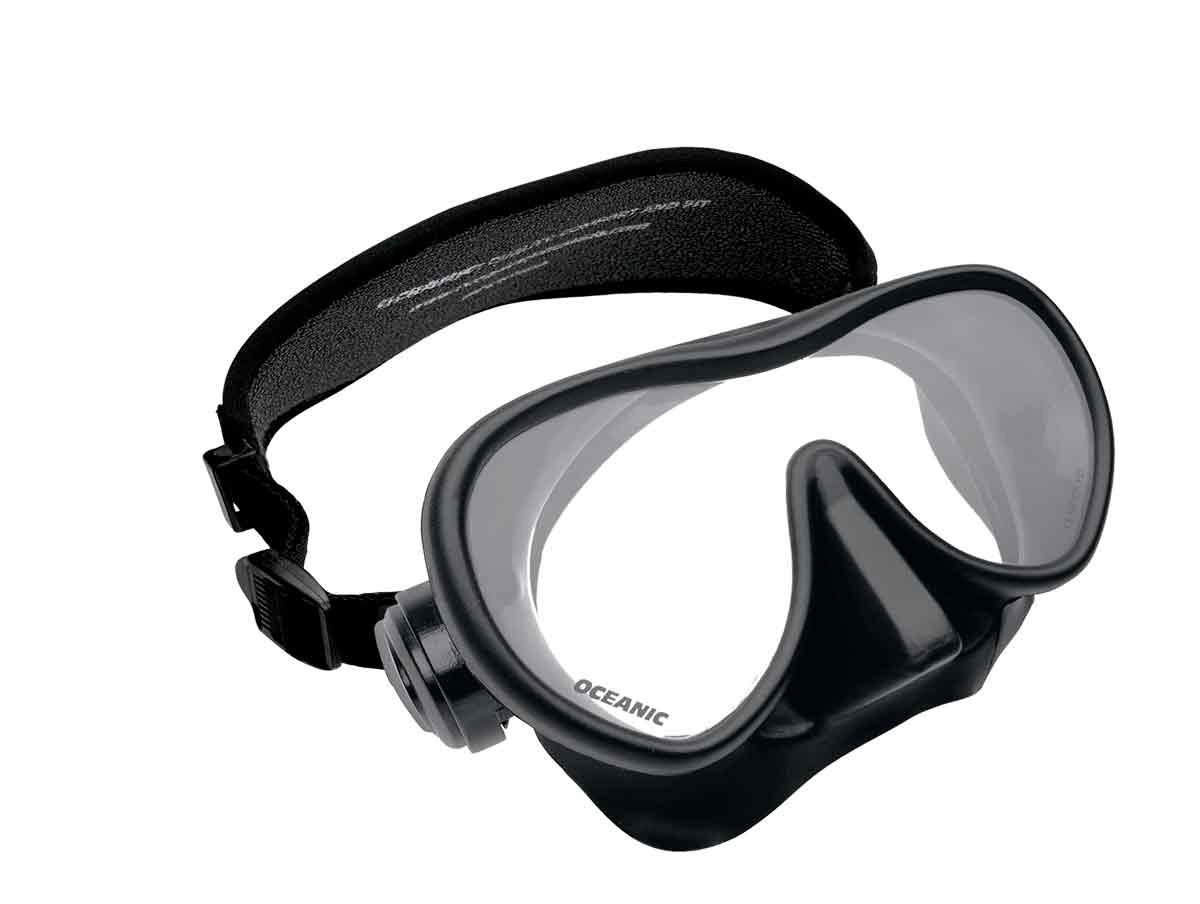 OceanPro Mini Shadow Scuba Mask with Neo Strap, Color: Black
