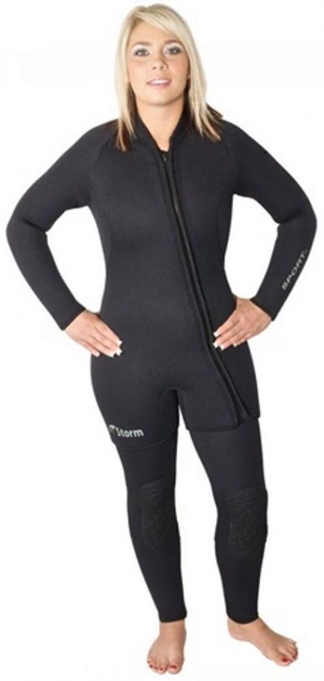 Storm Women's 7mm 2 Piece Step-In Scuba Wetsuit, Color: Black, Size: Size 4