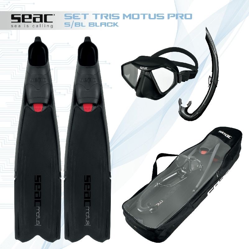 SEAC Tris M-Power Fin Set - Black, Color: Black, Size: X-Small