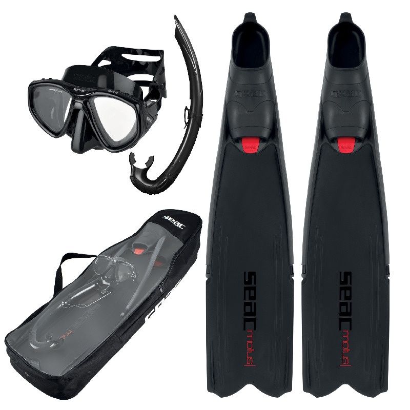 SEAC Tris Motus Freediving Set, Color: Black, Size: small