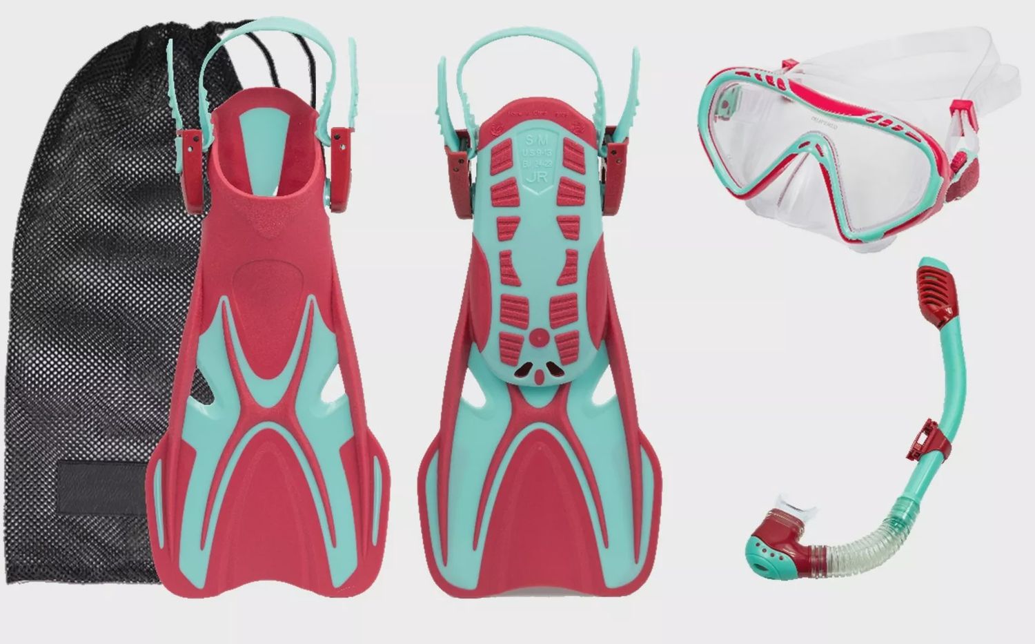 Kool Kids Snorkeling Set, Color: Pink/Teal, Size: Large/XLarge