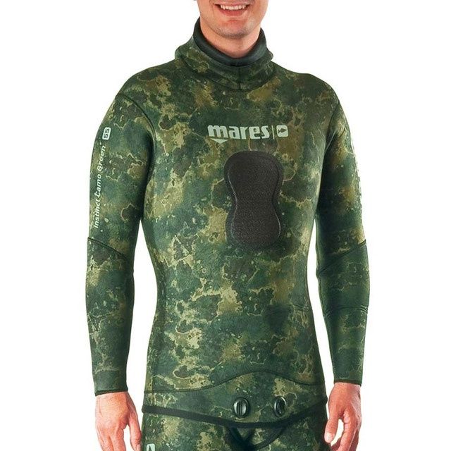 Mares Instinct 7mm Freediving Neoprene Jacket - Camo Green, Color: Camo Green, Size: Small