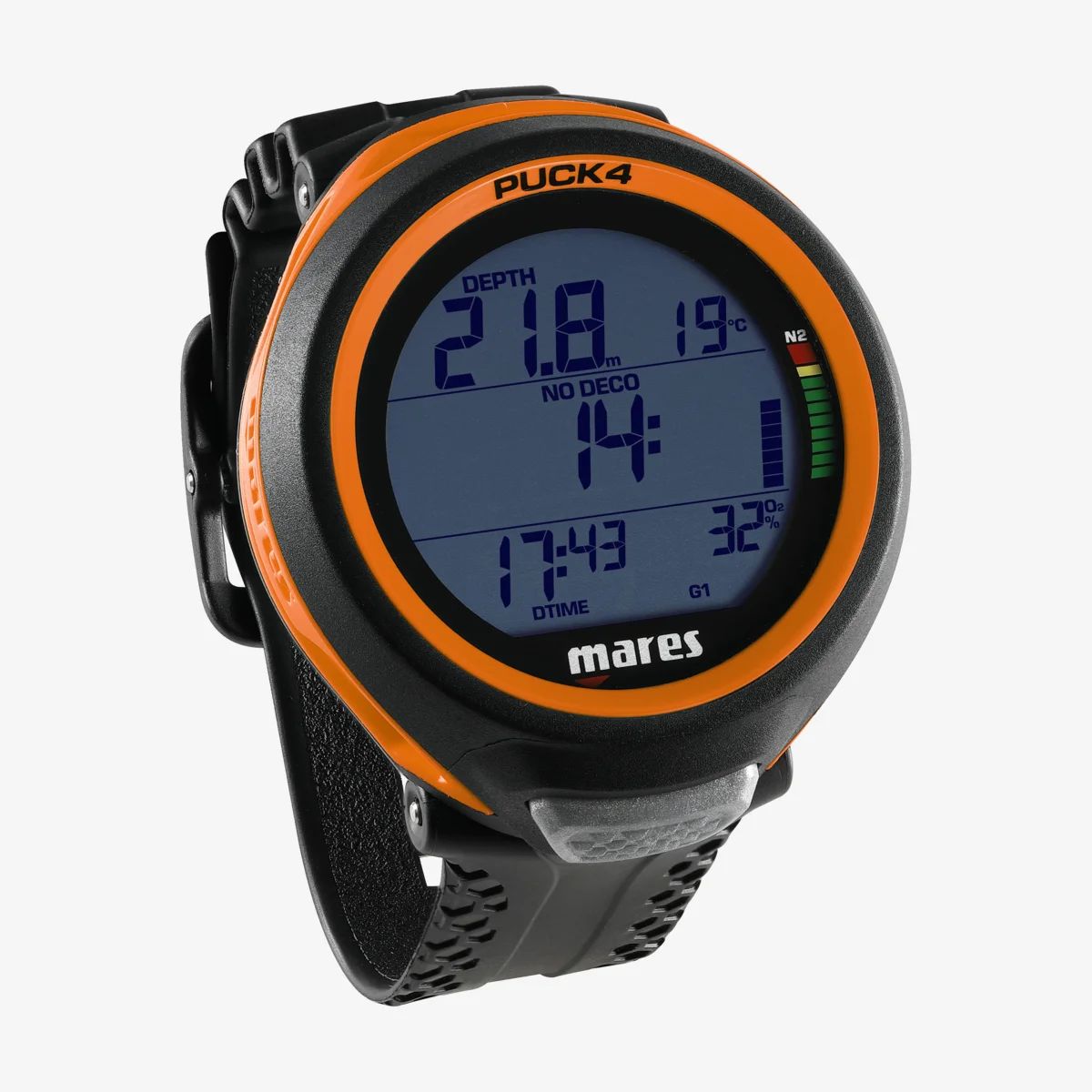 Mares Puck 4 Wrist Dive Computer, Color: Black/Orange