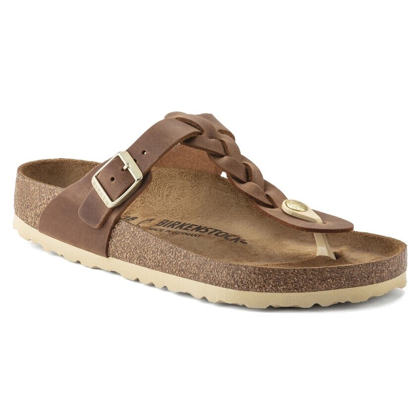 Gizeh Braid Oiled Leather, Color: Cognac, Size: 37/6-6.5, Width: Regular/Wide