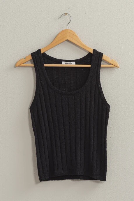 Ribbed Tank Knit, Color: Black, Size: Small