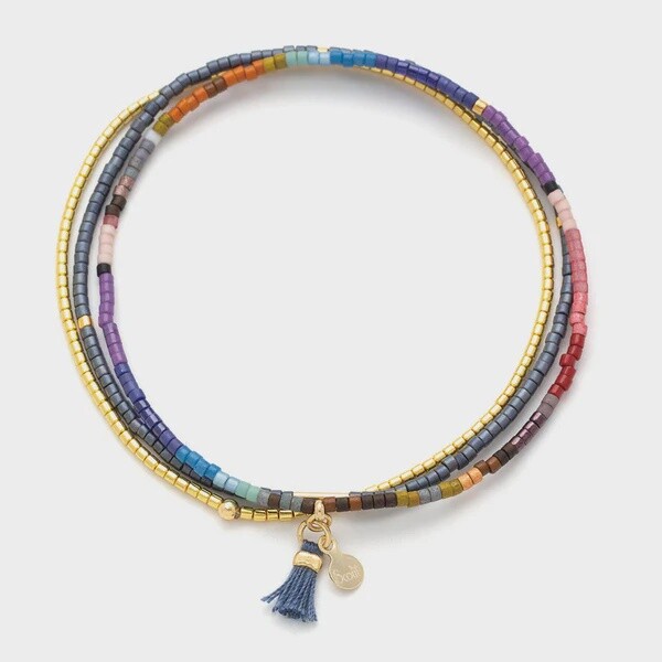 Chroma Color Miyuki Bracelet Trio, Color: Dark Multi/Gold