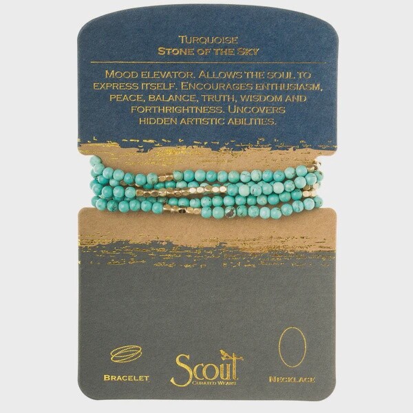Stone Wrap Necklace/Bracelet, Color: Turquoise/Gold