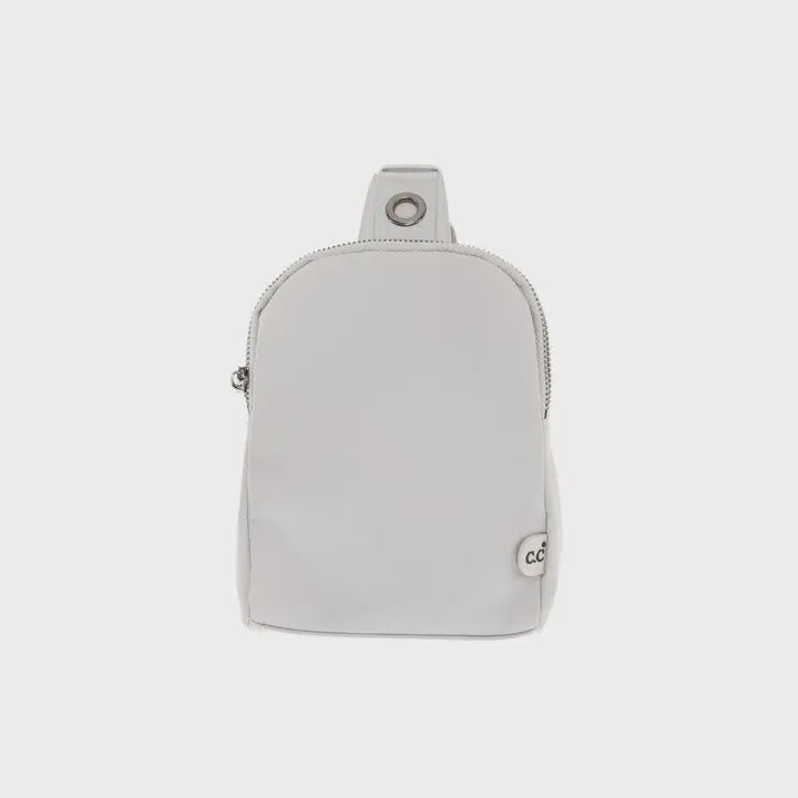 Double Pocket Solid Sling Belt Bag, Color: Grey