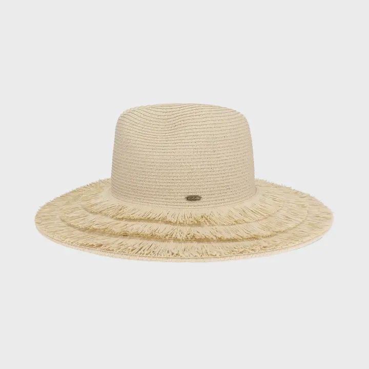 Fringe Brim Panama Sun Hat, Color: Natural