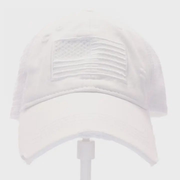 Monochrome USA Embroidered High Pony Ball Cap, Color: White