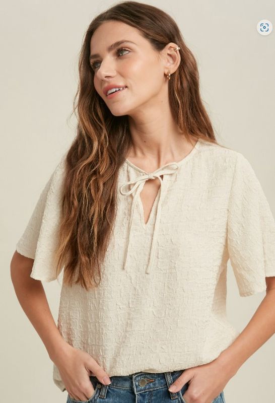 Textured Self Tie Blouse -SALE- MSRP $49.98