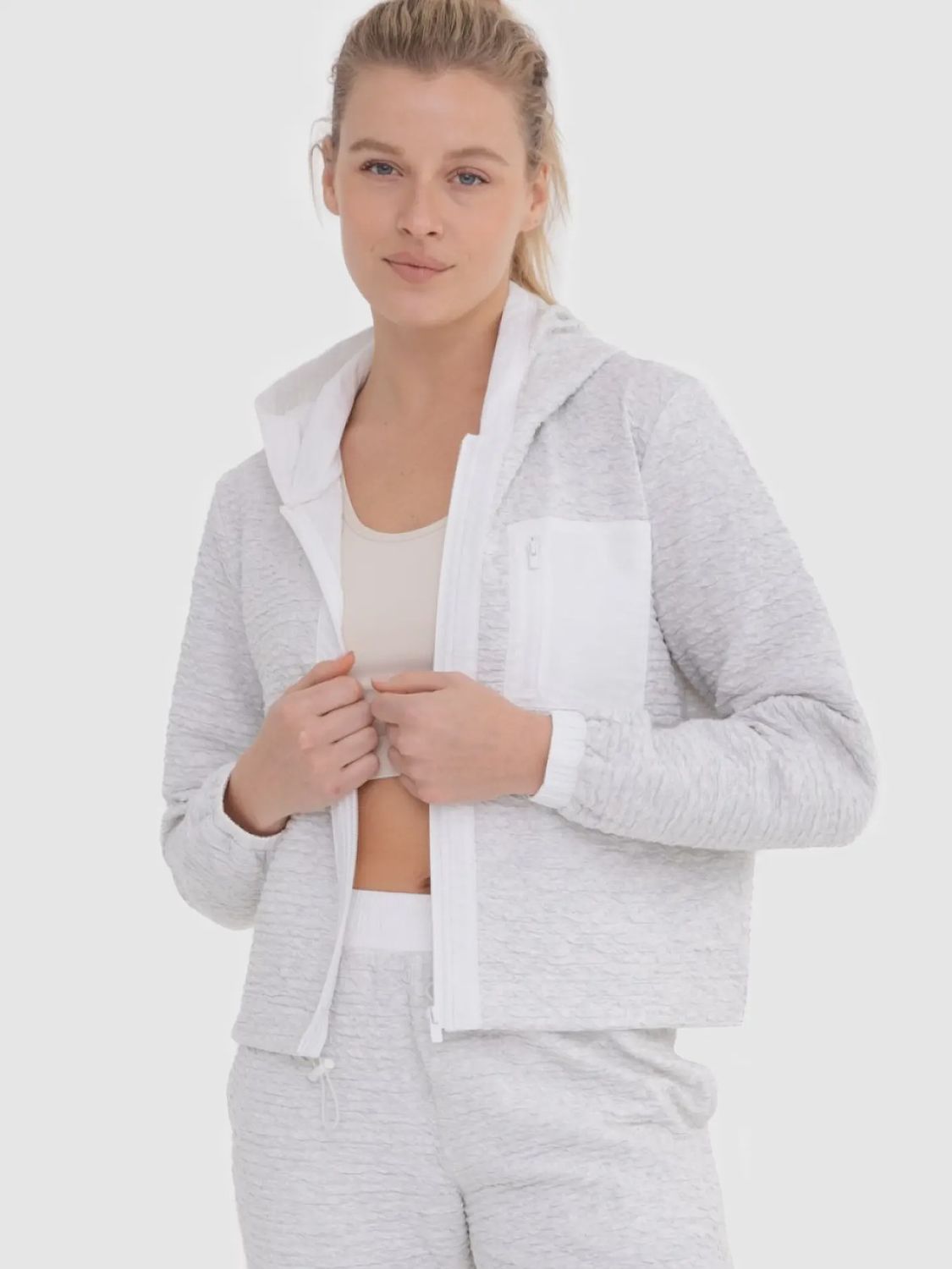Cotton-Blend Textured Zip-Up Jacket
