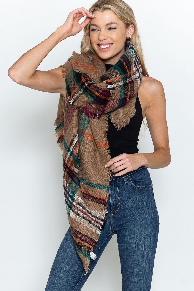 Plaid Square Blanket Scarf