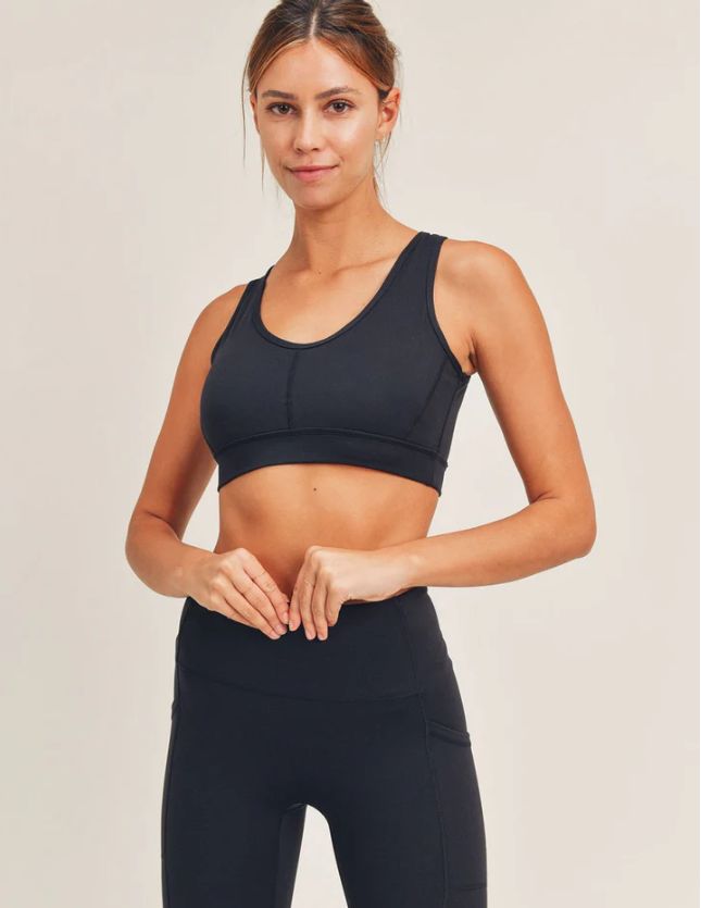 Cutout Overlay Back Performance Sports Bra