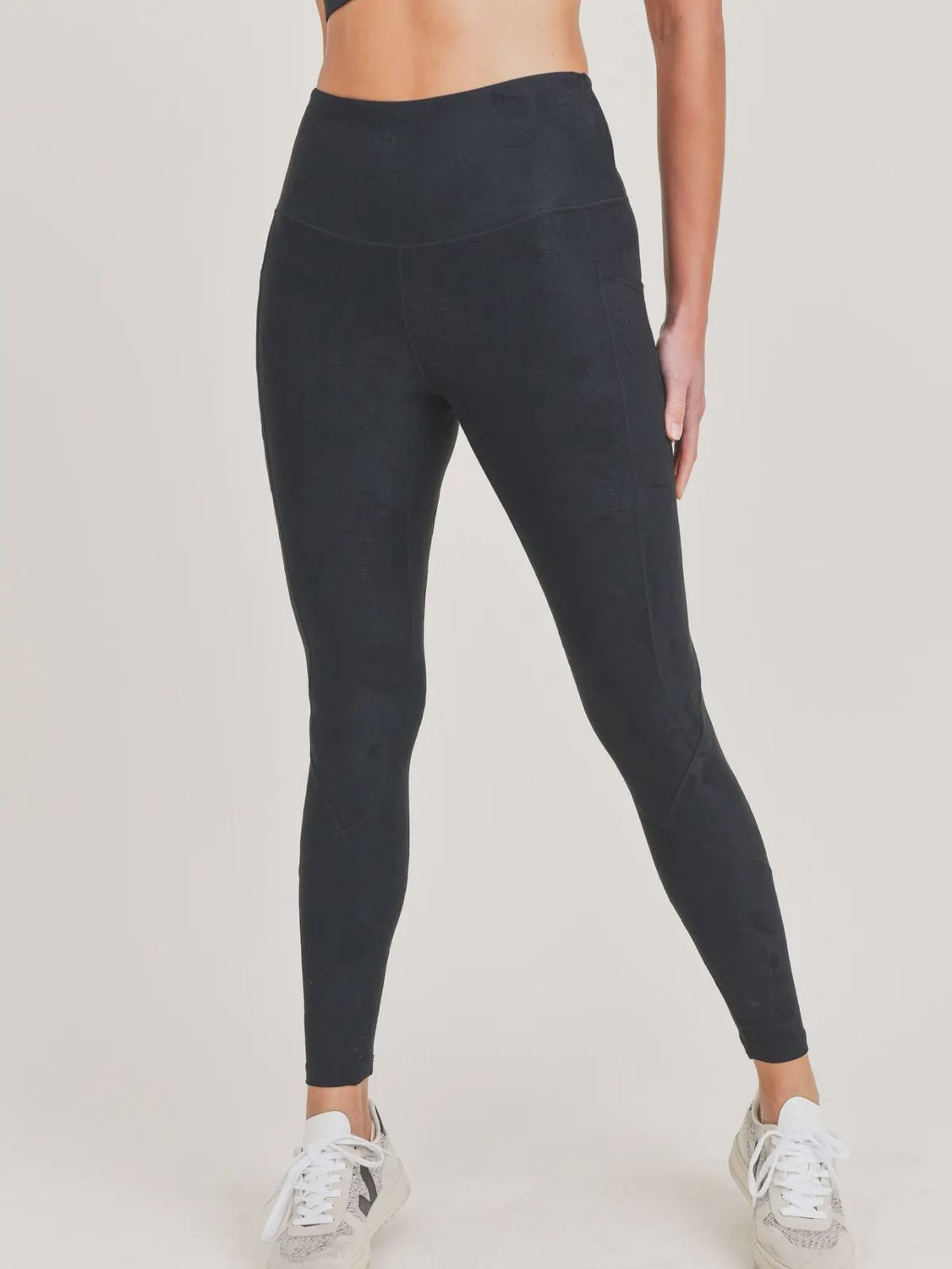 Textured Roses Jacquard Tactel High-Waist Leggings
