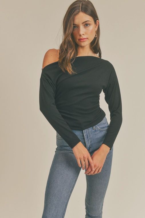 One Shoulder Long Sleeve Top