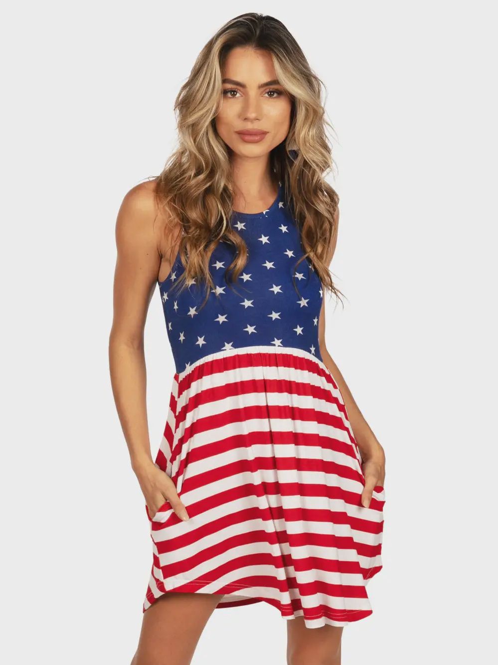 Flowing USA Flag Patriotic Dress -SALE- 40% off