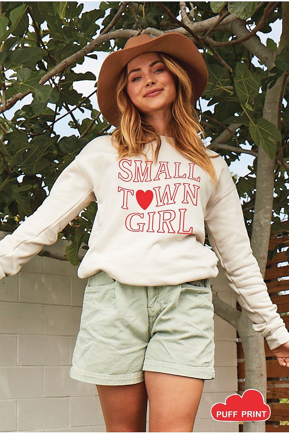 Small Town Girl Puff Graphic Sweatshirt