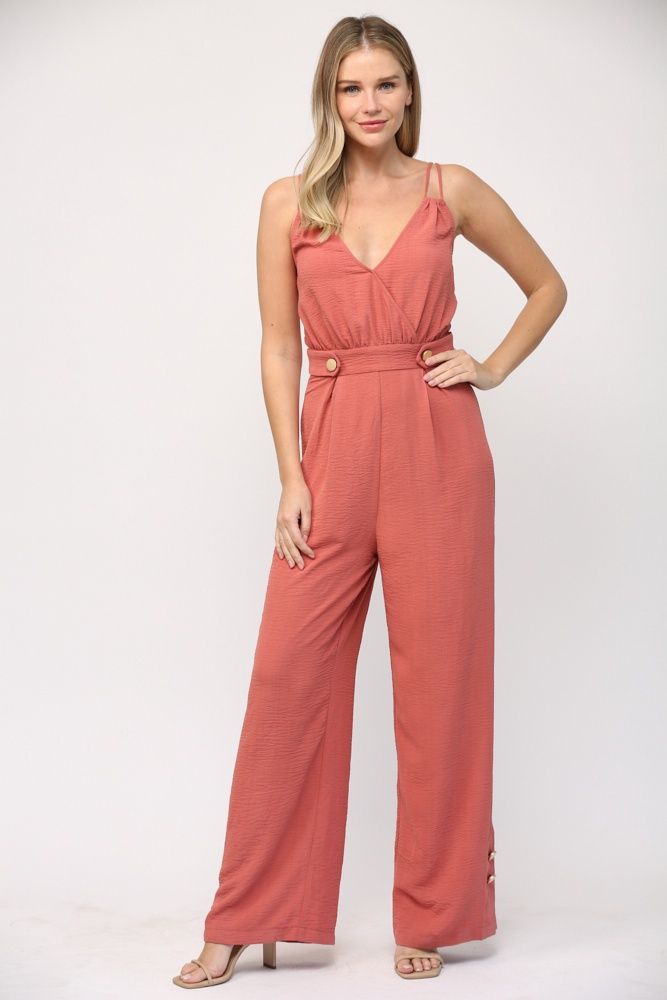 Double Strap Jumpsuit, Size: Small, Color: Clay