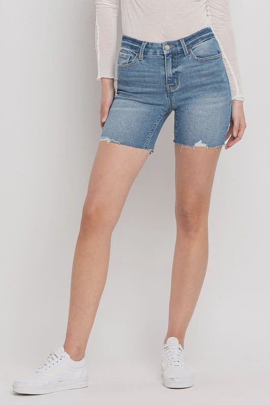 Mid Rise Seamless Waistband Midi Shorts
