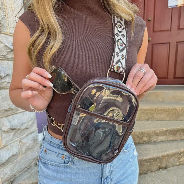 Aztec Strap Clear Women&#39;s Belt Bag