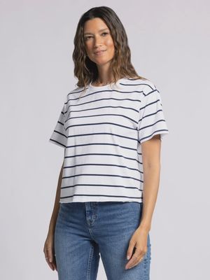 Navy White Katelin Tee